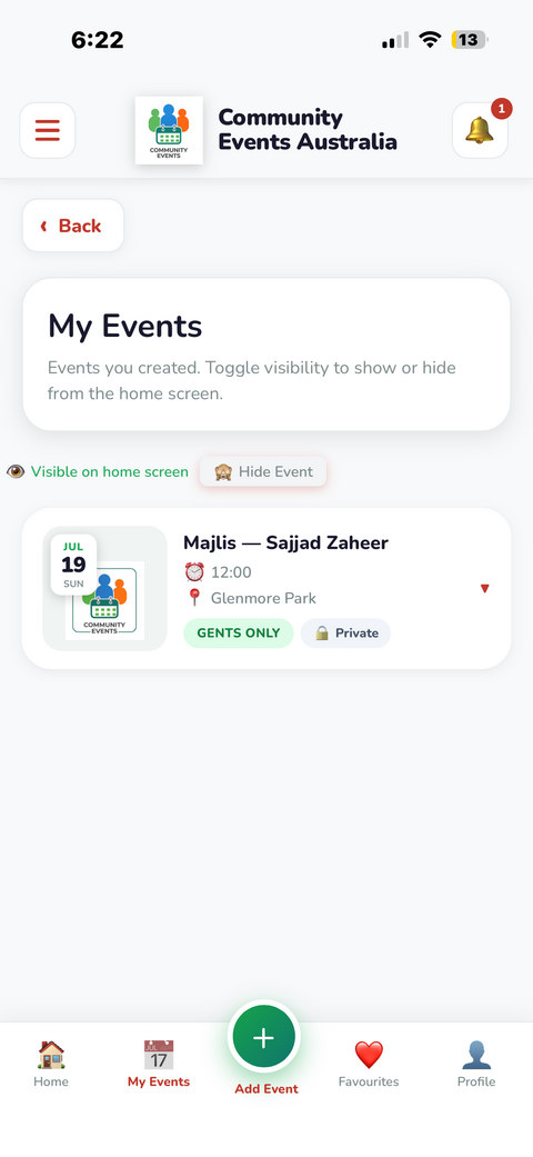 Series Events preview showing the list of dates that will be created